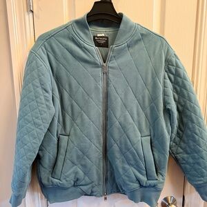 Athleta Retroplush Bomber Jacket  in Deep ocean Teal. Size large